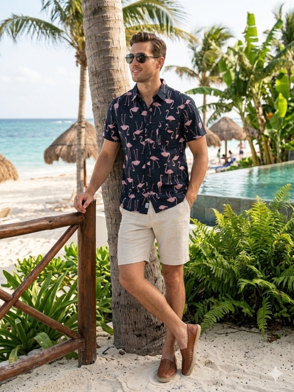 Sovereign Code Men’s Flamingo Shirt M Black Pink Short Sleeve Cotton Button Down